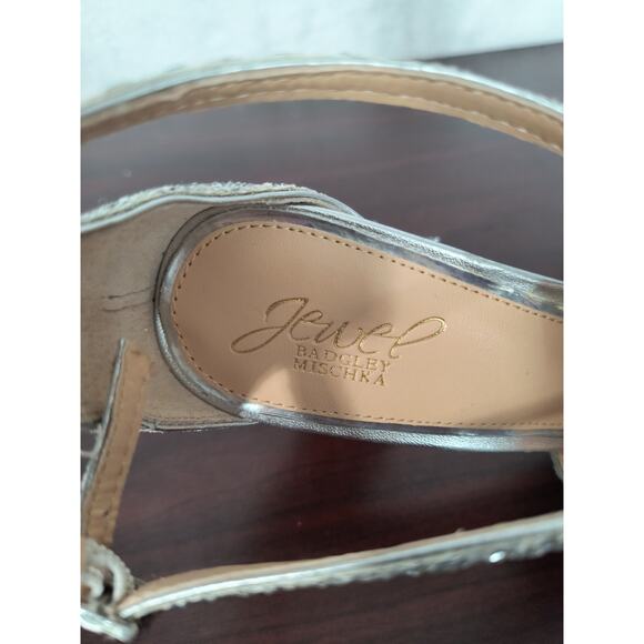 Jewel Badgley Mischka Cook Silver Glitter Sandals Women's Sz 9.5 Metallic Shoes - Picture 9 of 14